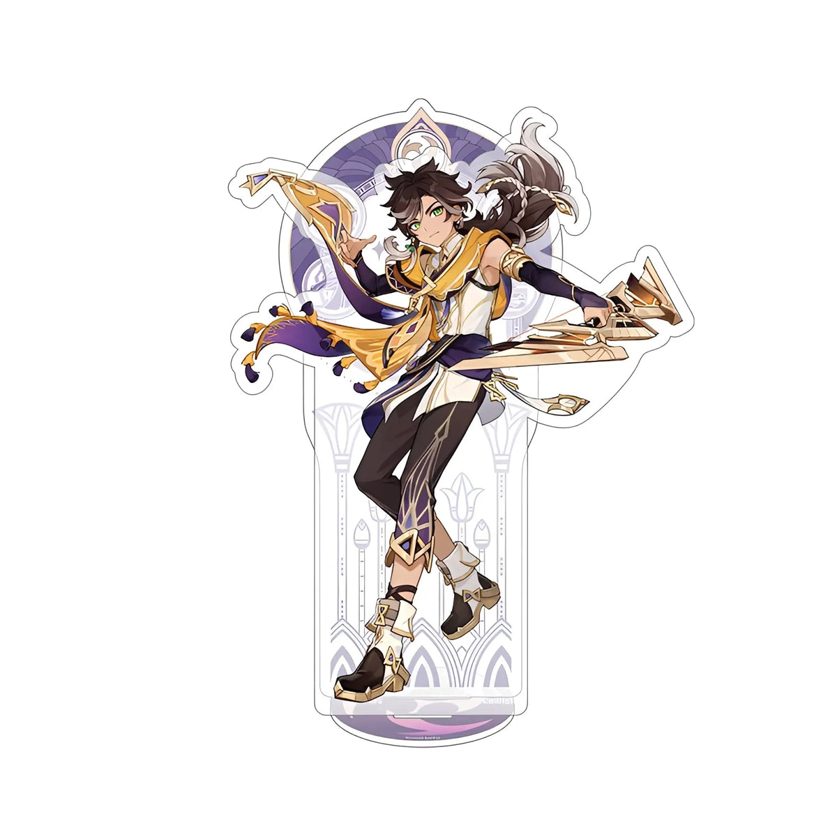 Official Genshin Impact Sethos merchandise collection featuring figures, acrylic stands, badges, keychains, and plush toys