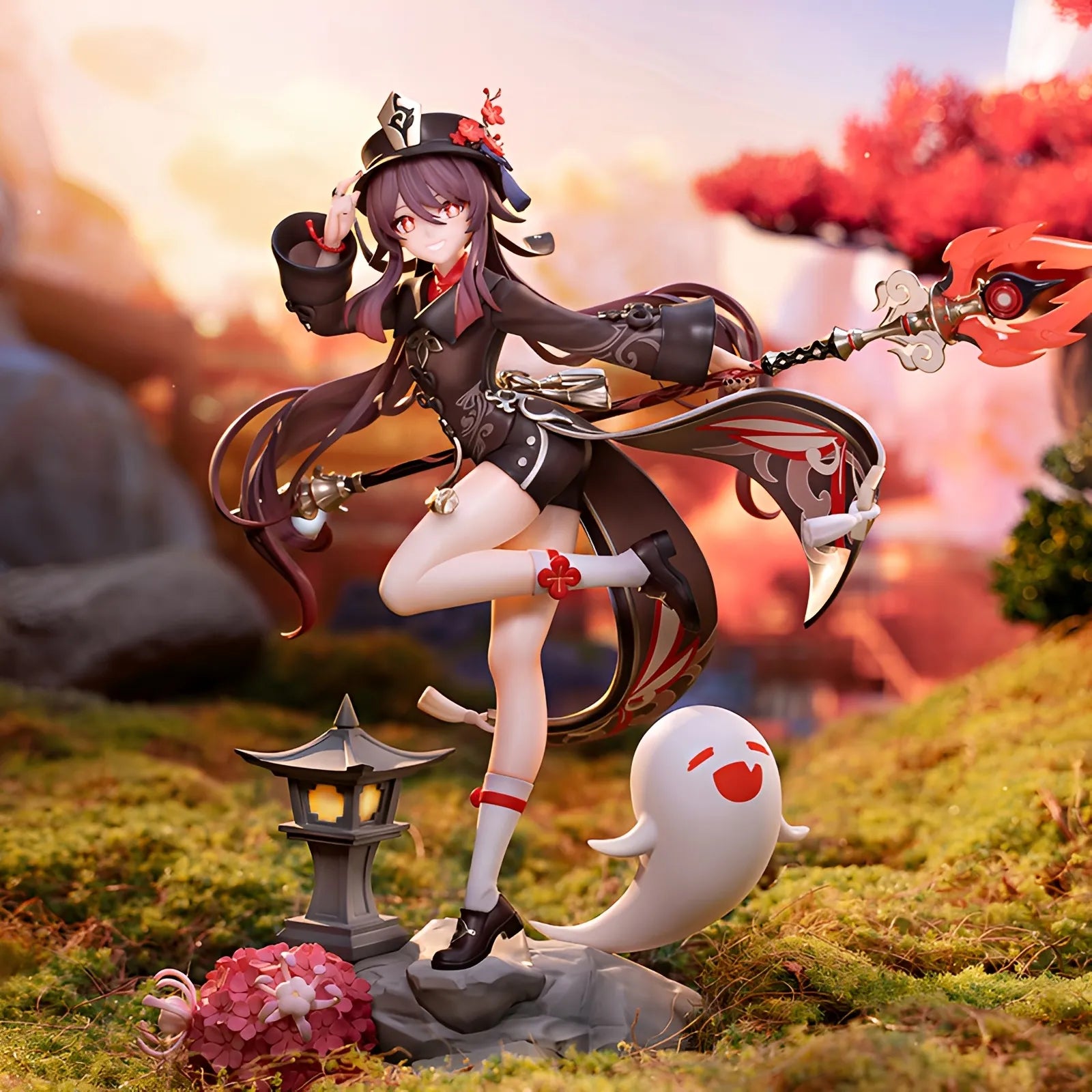 Hu Tao Genshin Impact merch and collectibles featuring a character figure