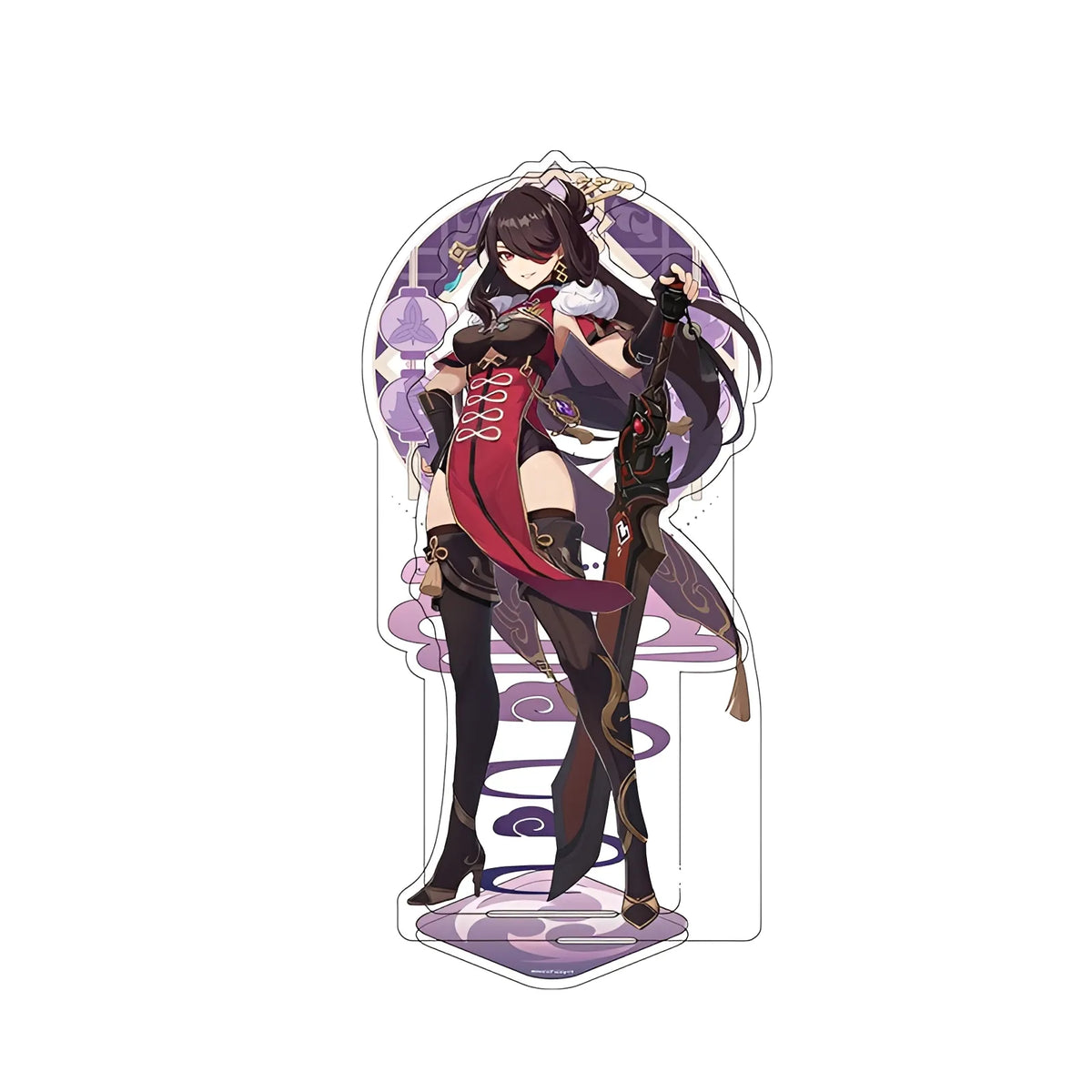 Official Genshin Impact Beidou merchandise collection featuring figures, acrylic stands, badges, keychains, and plush toys
