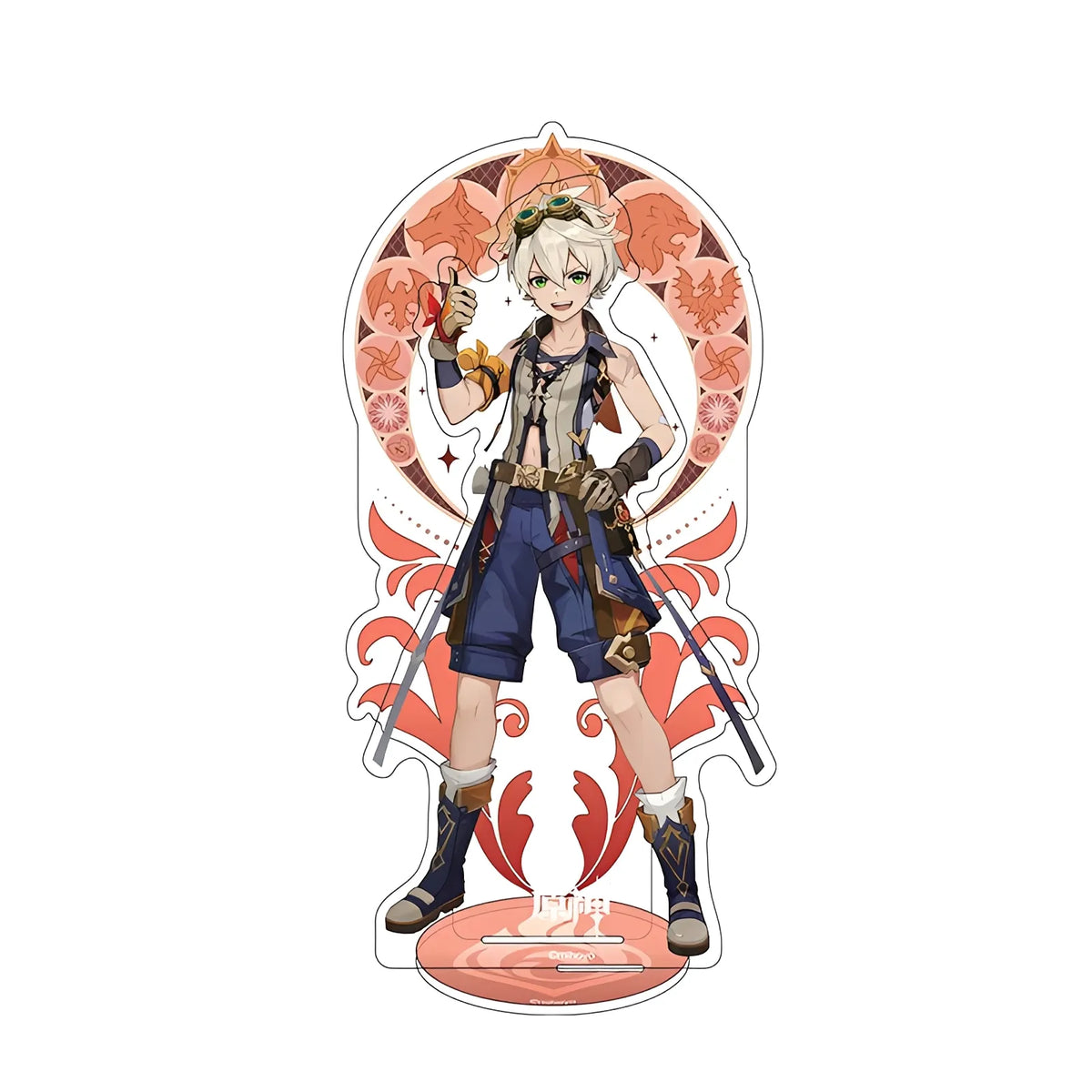 Official Genshin Impact Bennett merchandise collection featuring figures, acrylic stands, badges, keychains, and plush toys