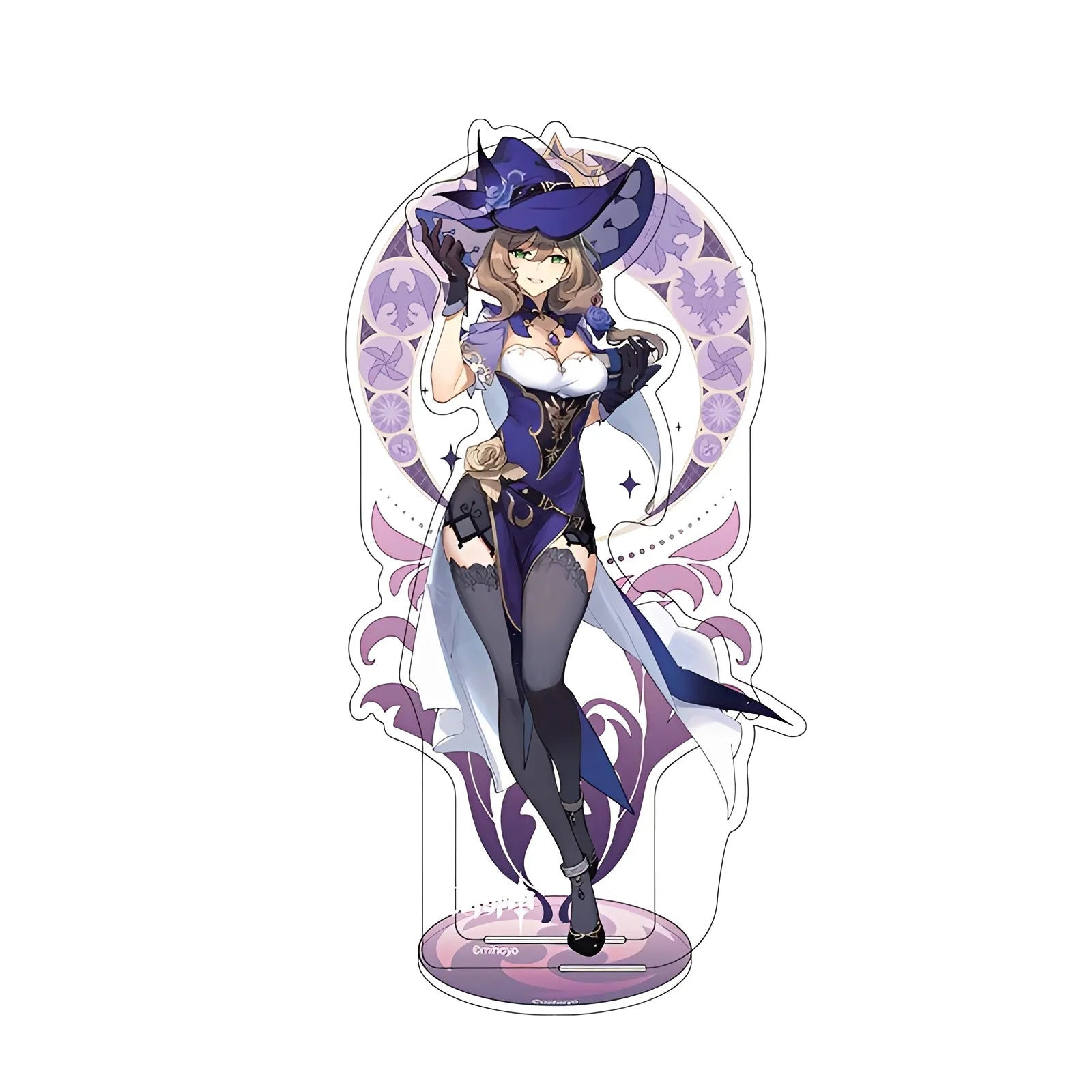 Official Genshin Impact Lisa merchandise featuring figures, acrylic stands, badges, keychains, plush toys, and officially released collectibles.