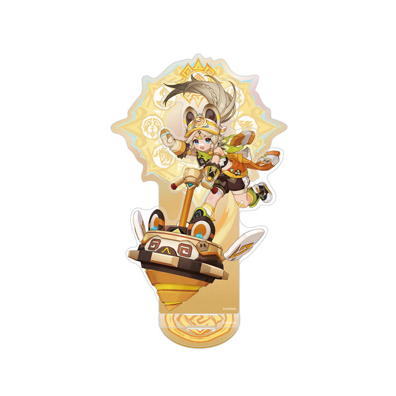 Official Genshin Impact Kachina merchandise collection featuring figures, acrylic stands, badges, keychains, and plush toys