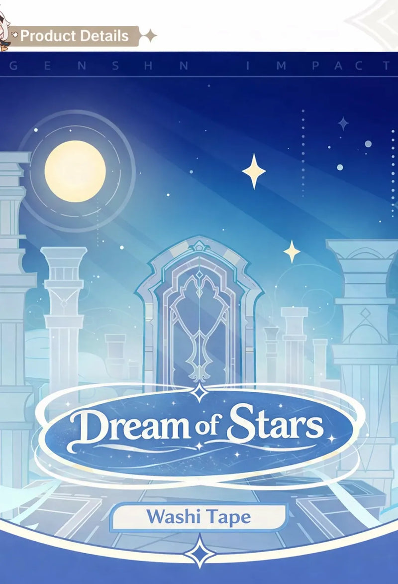Genshin Impact Dream of Stars washi tape product information size material and foil stamping