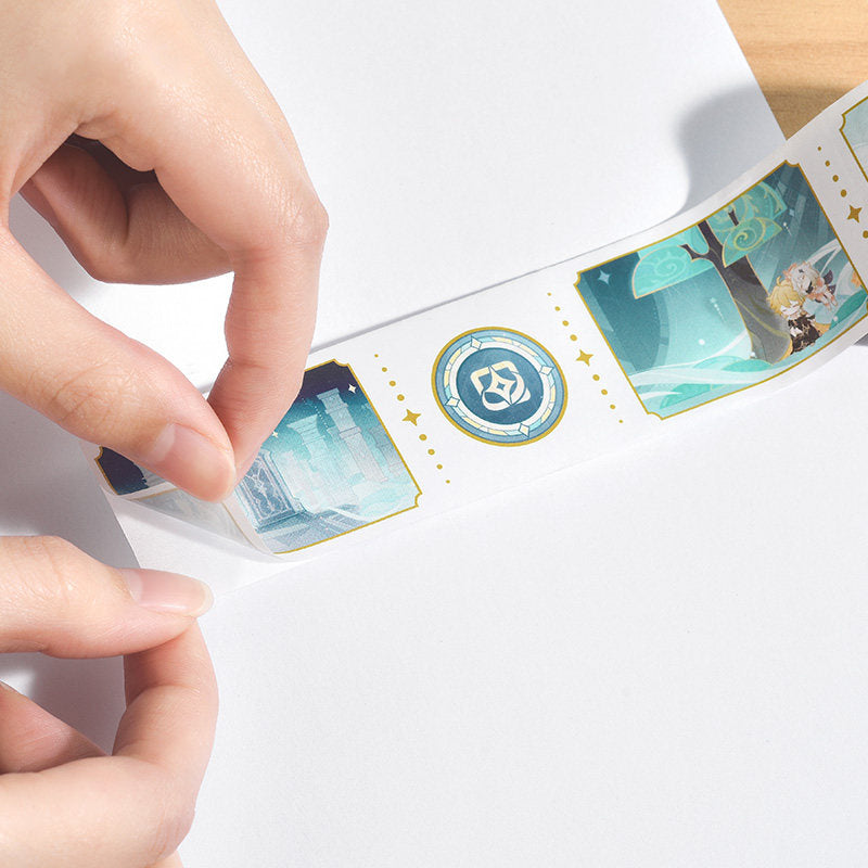 Genshin Impact Dream of Stars washi tape roll side view showing printed pattern