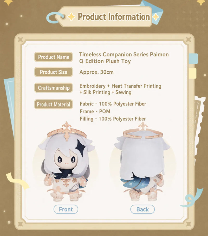Genshin Impact Paimon Plush Toy Embroidered Design Details
