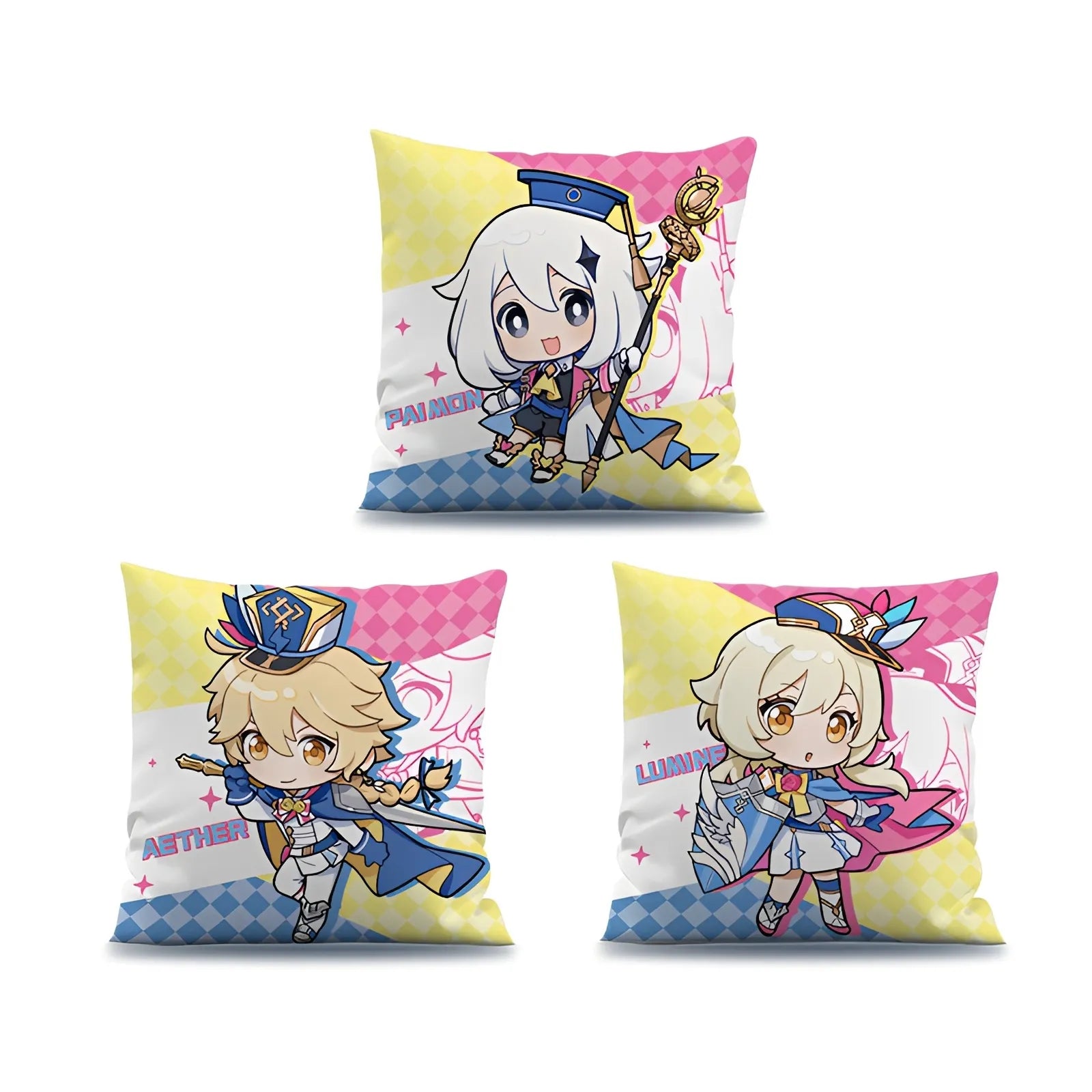 Genshin Impact pillow collection exhibition series Paimon Lumine Aether cushion set
