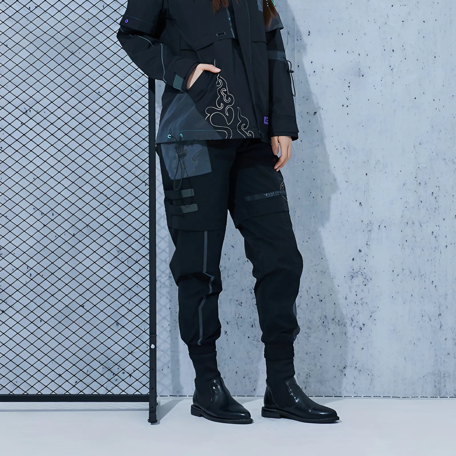 Genshin Impact Xiao techwear cargo pants outfit jacket pants sling bag set
