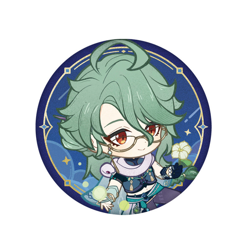 Genshin Impact Baizhu Starlight Message badge chibi character design