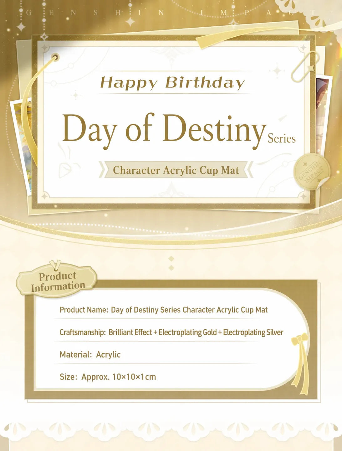 Genshin Impact Day of Destiny Series Acrylic Cup Mat Collection
