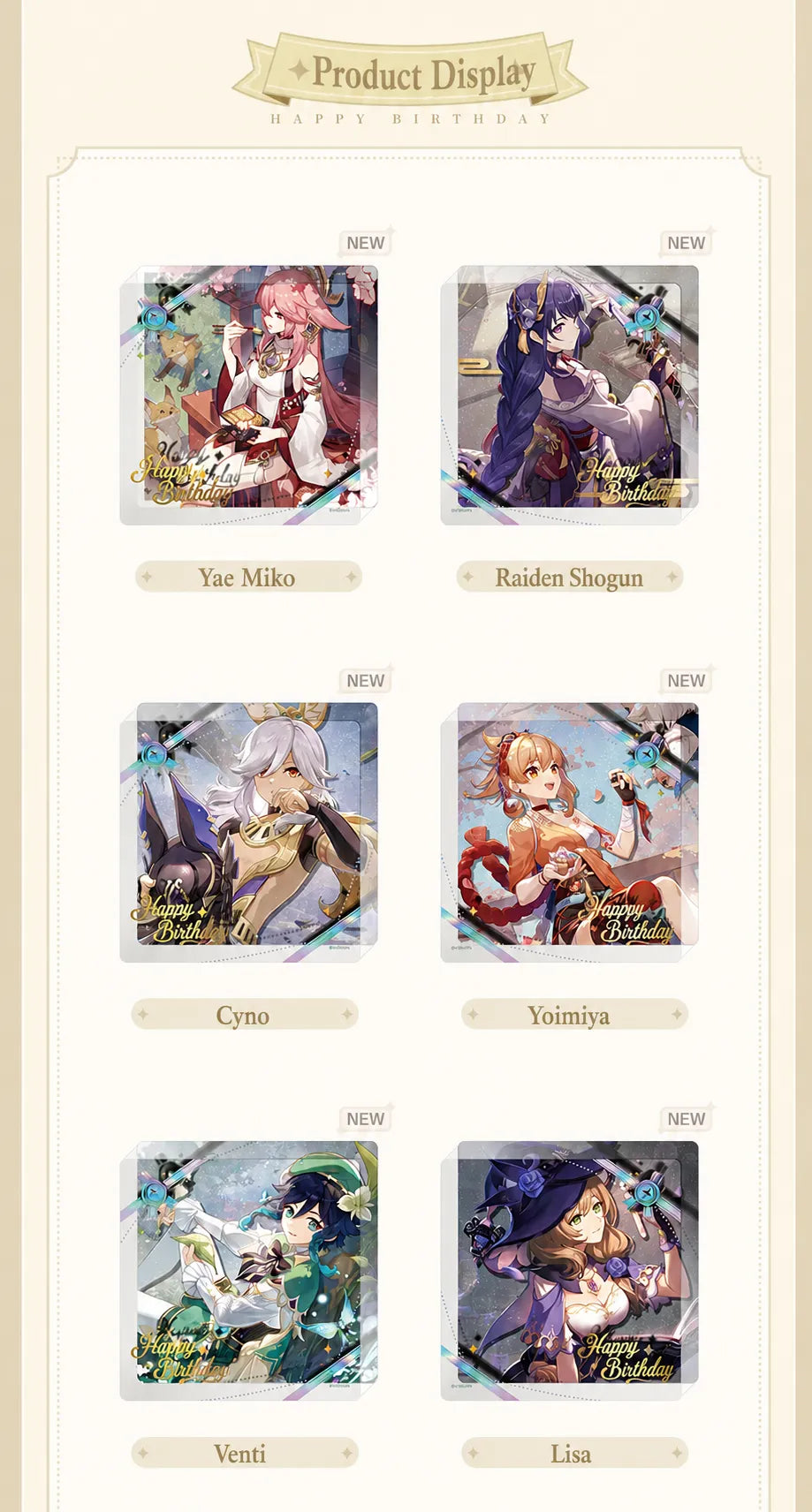 Character Acrylic Cup Mat Display from Day of Destiny Series