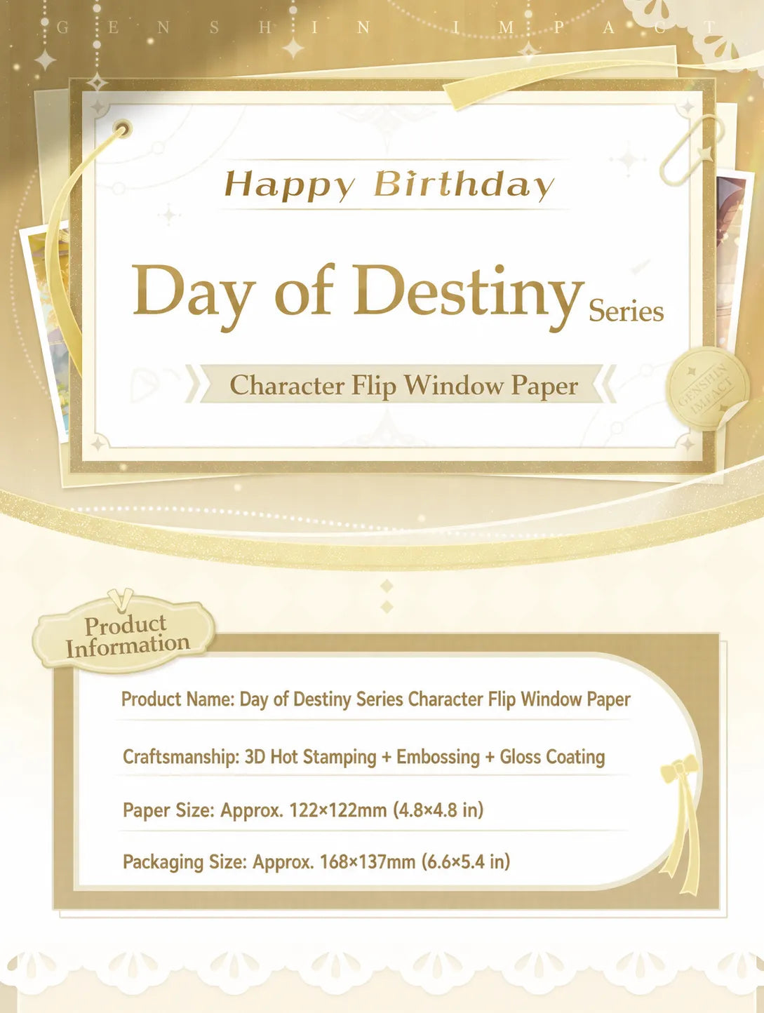 Genshin Impact Day of Destiny Series Character Flip Window Paper Full Character Lineup