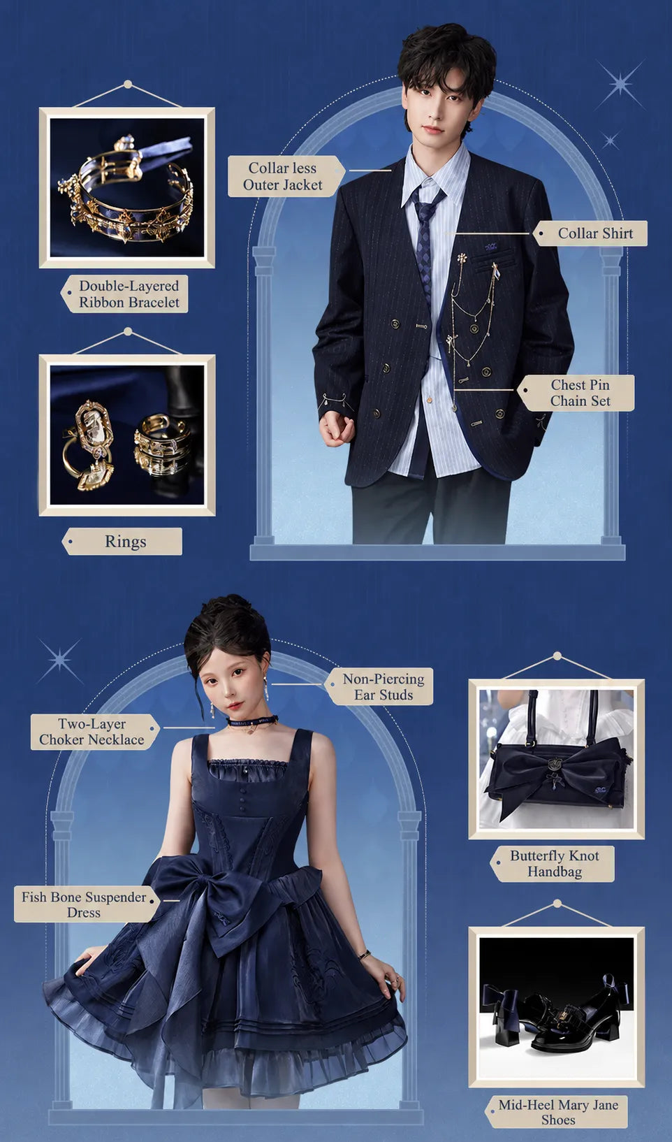 Furina themed jewelry styling display