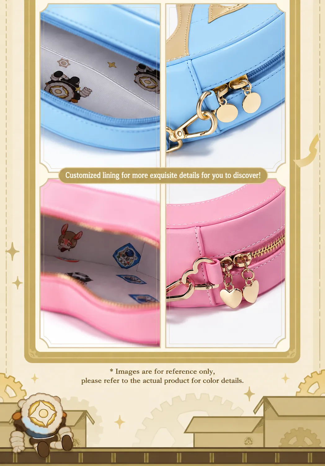 Genshin crossbody bags styled for daily outings and collection display