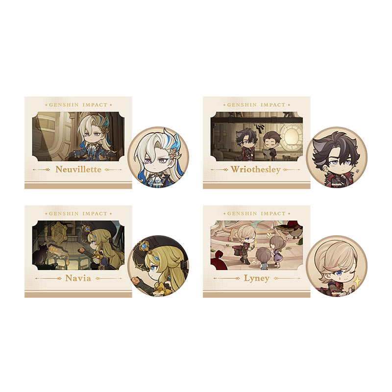 Genshin Impact Cleanse Operation Series badge and card set collection featuring multiple characters