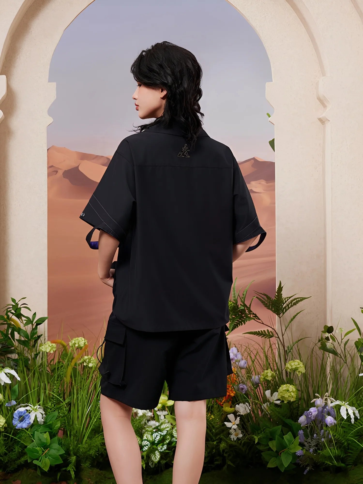 genshin impact cyno themed short sleeve shirt full body outfit desert style cosplay daily wear
