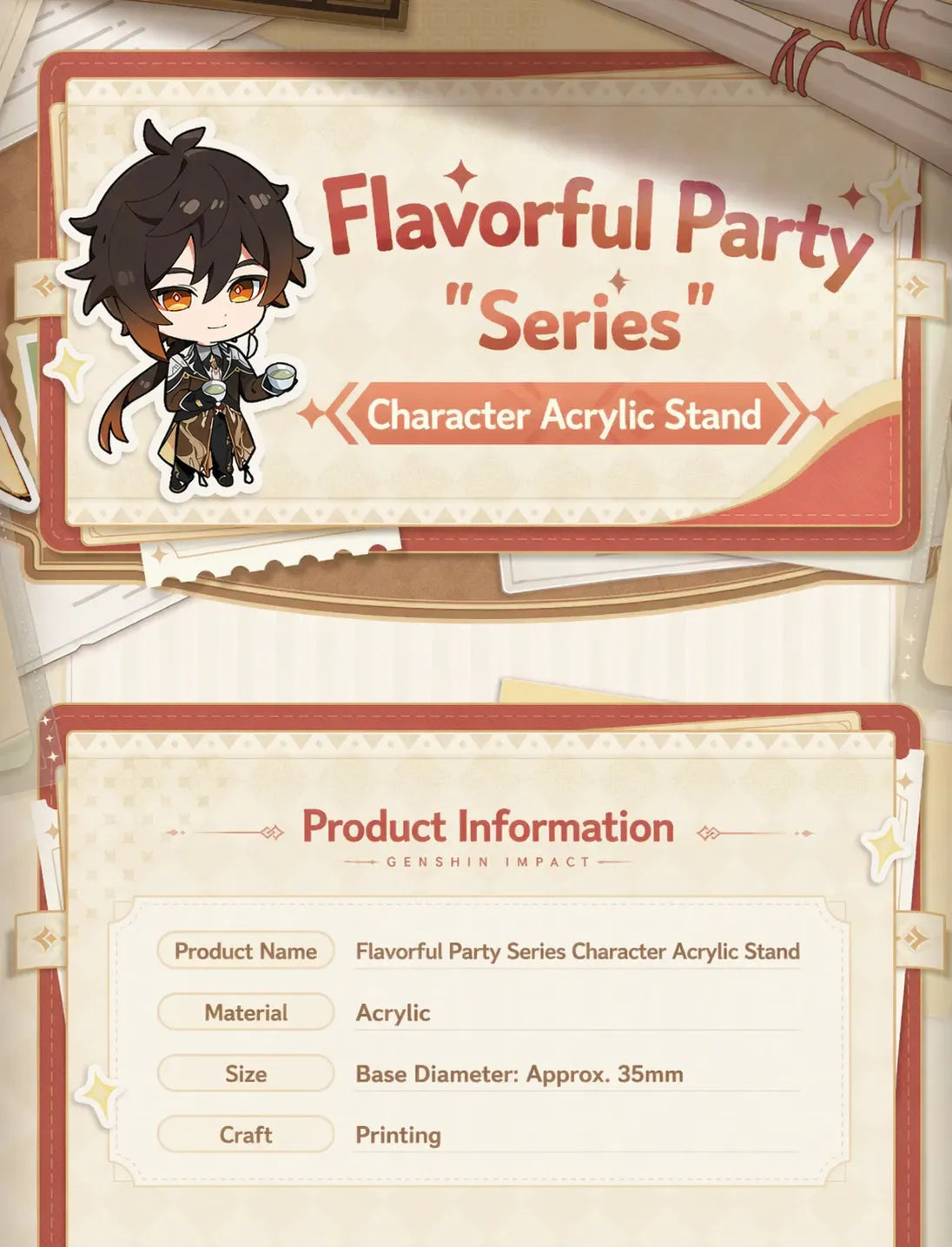 Genshin Impact Flavorful Party Series acrylic stand chibi character artwork detailed design