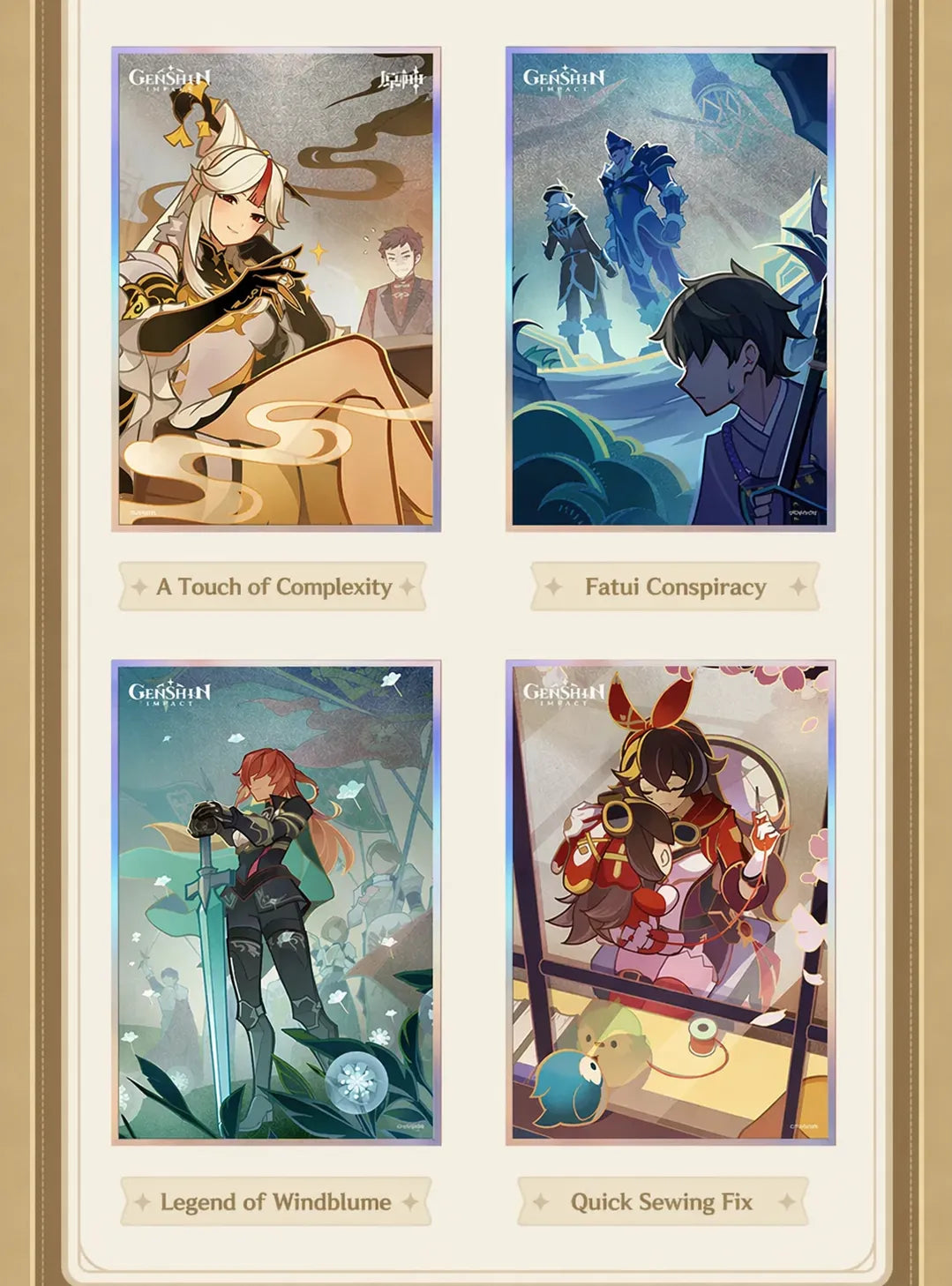 Genshin Impact art card size 145x215mm display