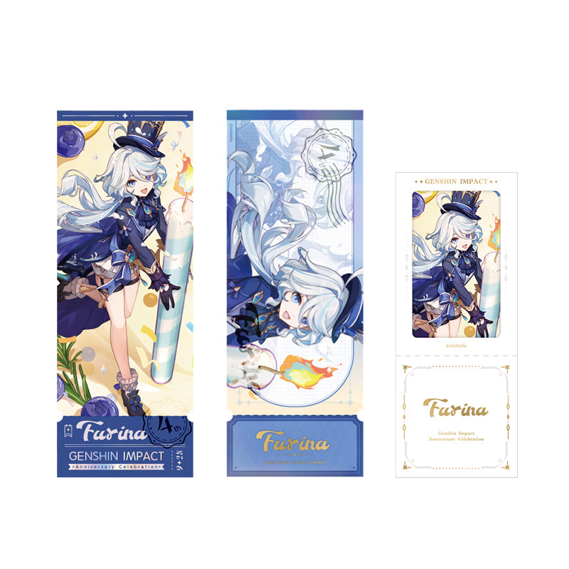 Genshin 4th Anniversary Furina character commemorative ticket set with holographic ticket and detachable photo ticket