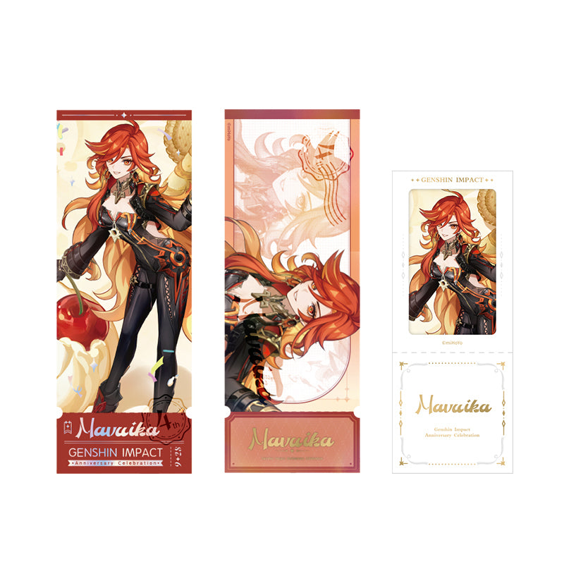 Genshin 4th Anniversary Mavuika character commemorative ticket set with holographic ticket and detachable photo ticket