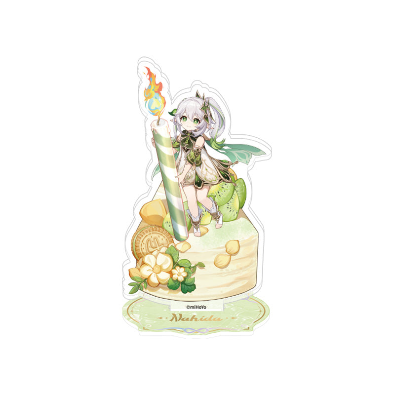 Genshin 4th Anniversary Nahida acrylic stand with dessert themed collectible artwork and decorative acrylic base