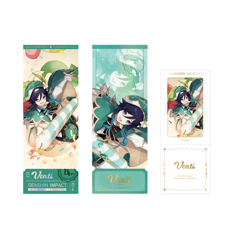Genshin 4th Anniversary Venti character commemorative ticket set with holographic ticket and detachable photo ticket