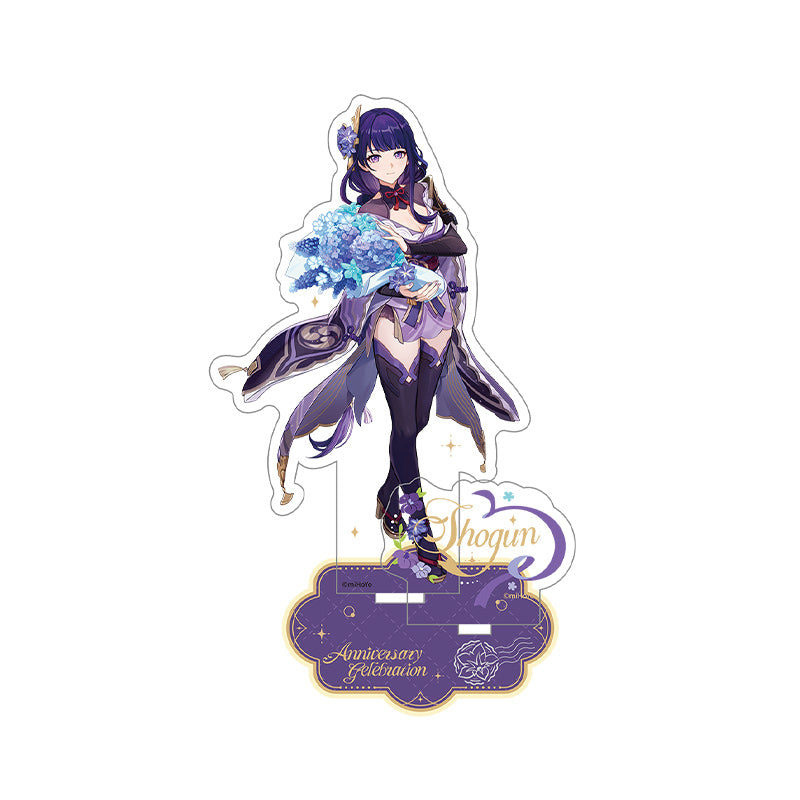 Genshin 5th Anniversary Raiden Shogun acrylic stand featuring anniversary themed collectible artwork