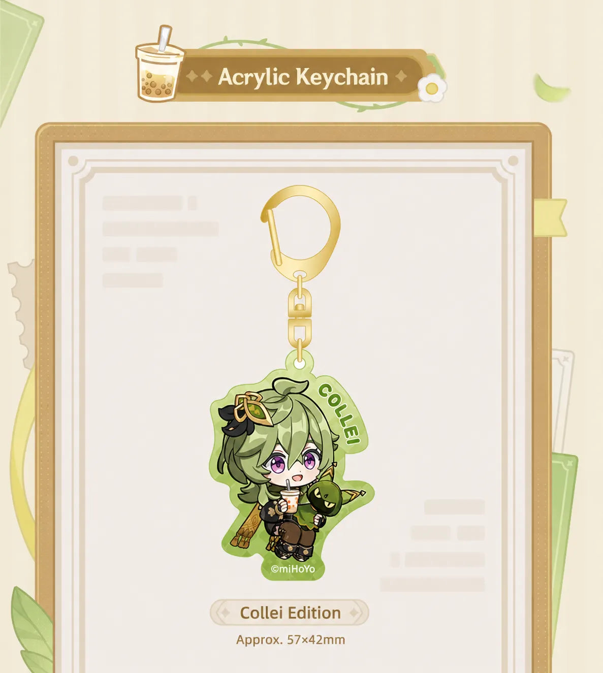 Genshin Impact A Journey of Flavors Series Collei acrylic keychain featuring cute café themed chibi illustration