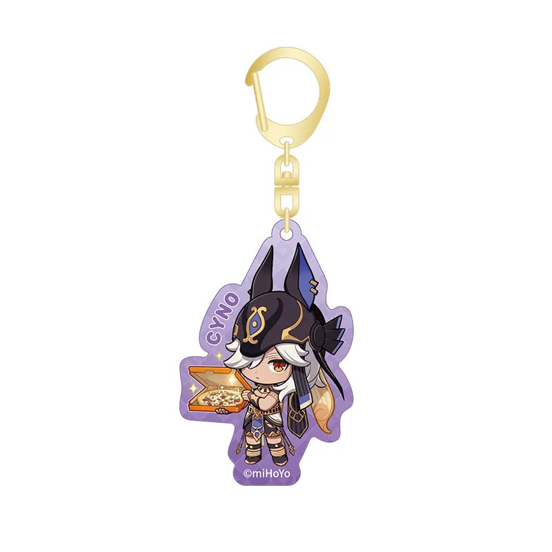 Genshin Impact A Journey of Flavors Series Cyno acrylic keychain featuring café themed character illustration