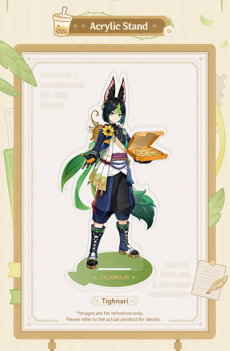 Genshin Impact A Journey of Flavors Series Tighnari acrylic stand with café themed character artwork and pastel design