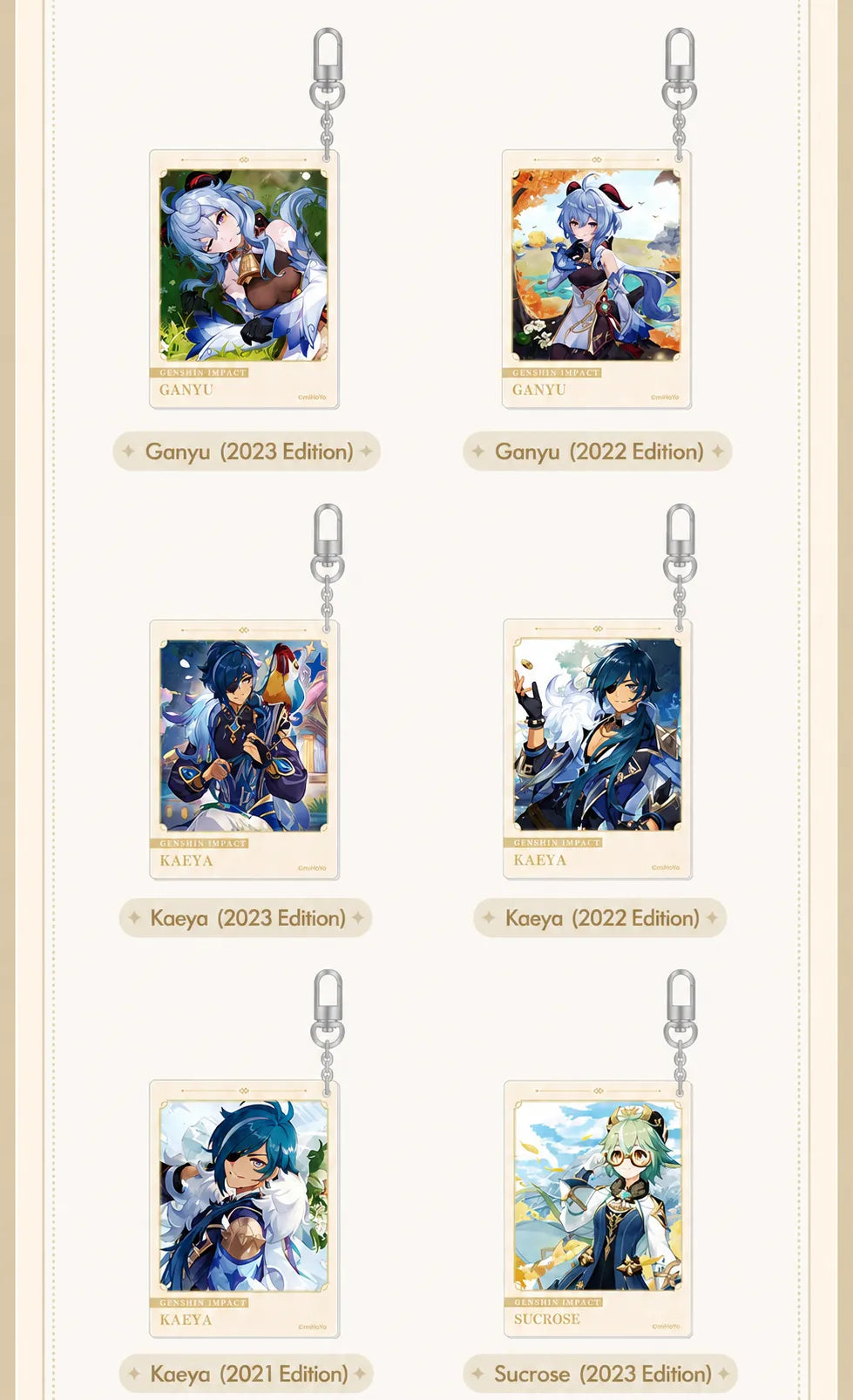 Genshin acrylic keychain metal clasp and chain detail for secure attachment