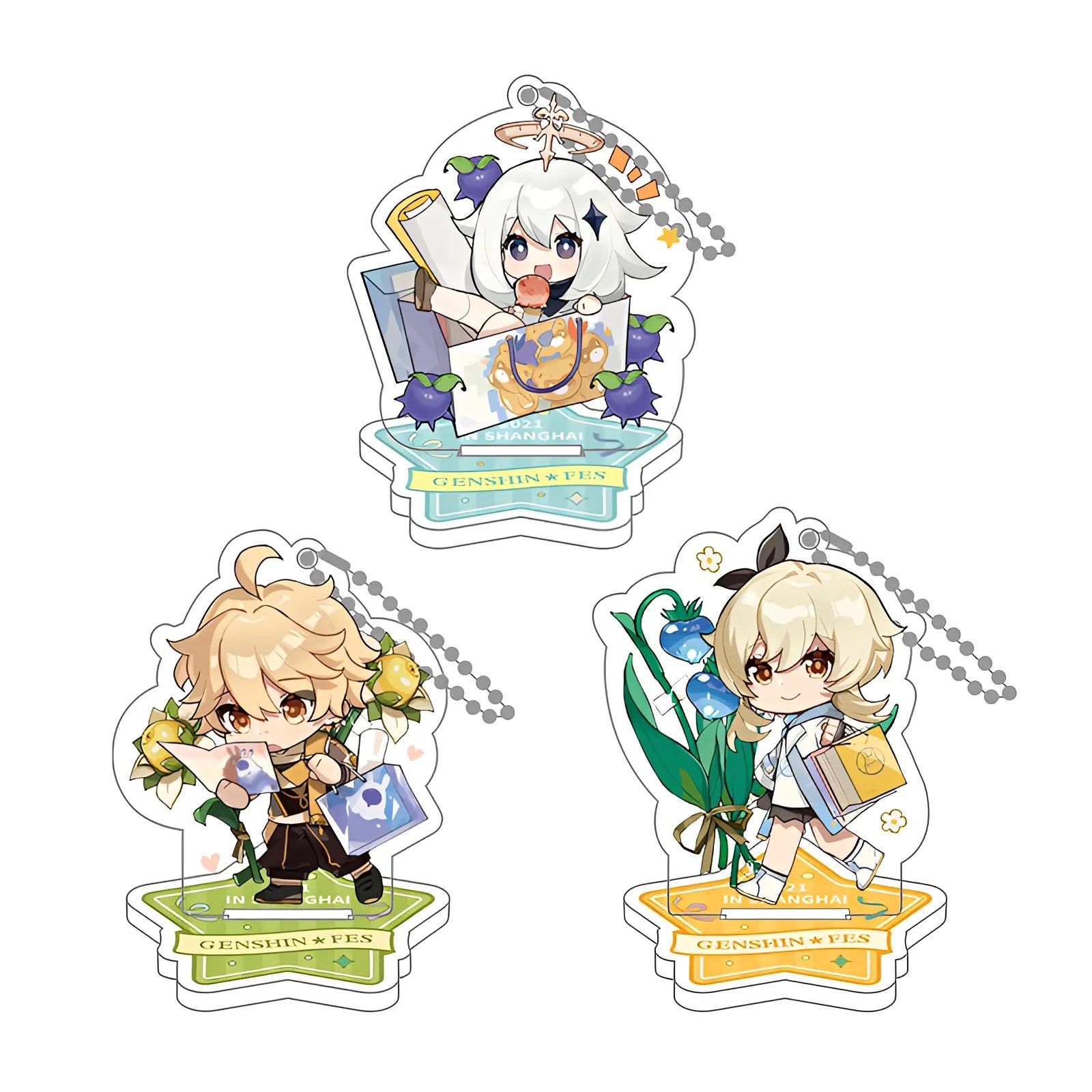 Genshin Impact acrylic stand keychain set Aether Lumine Paimon new year convergence series