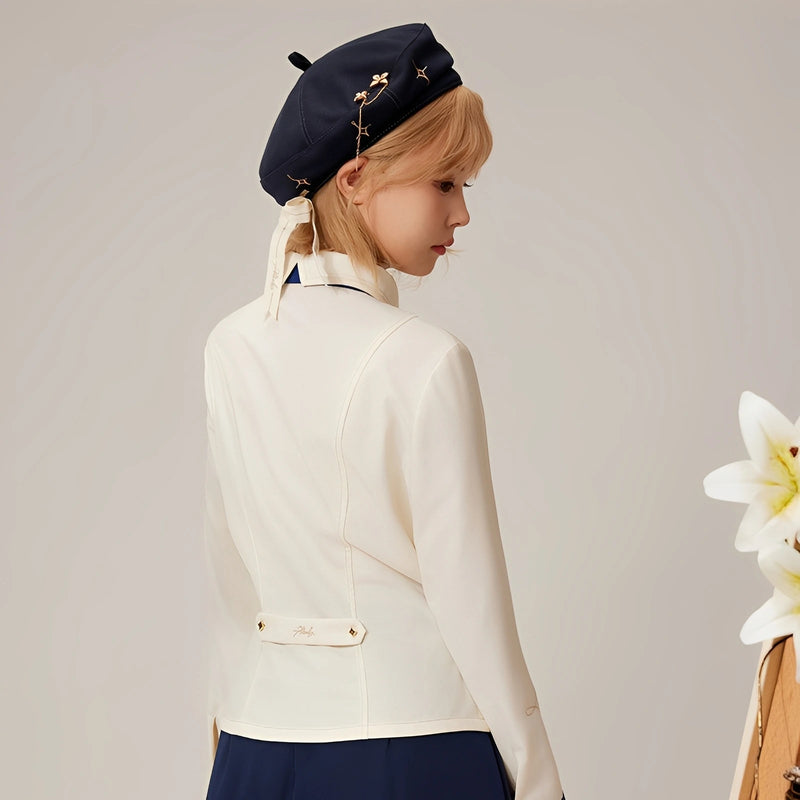 Back view of the Albedo waist-fitted shirt showing tailored silhouette and fitted waist design