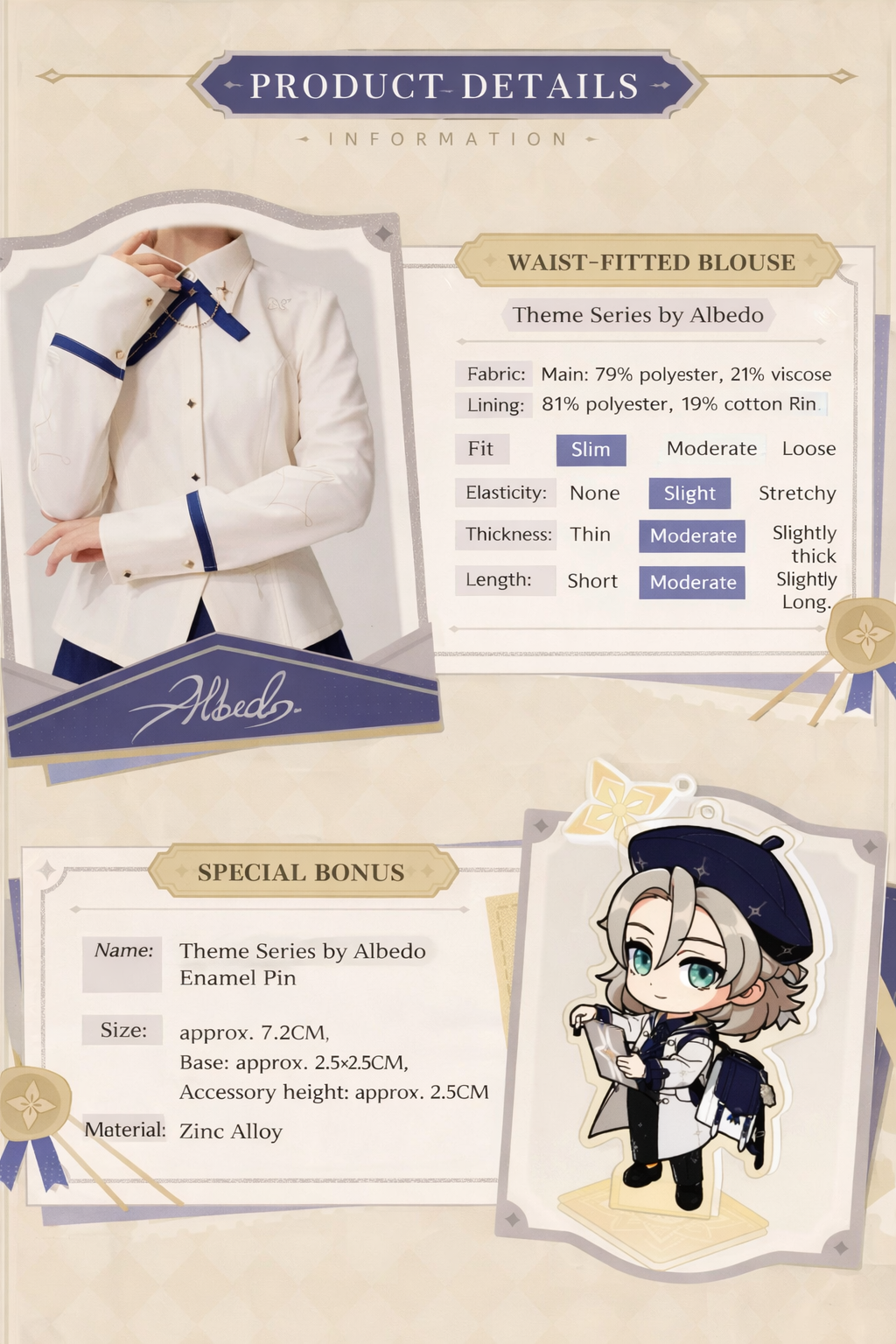 Fabric information graphic showing polyester and viscose blend composition