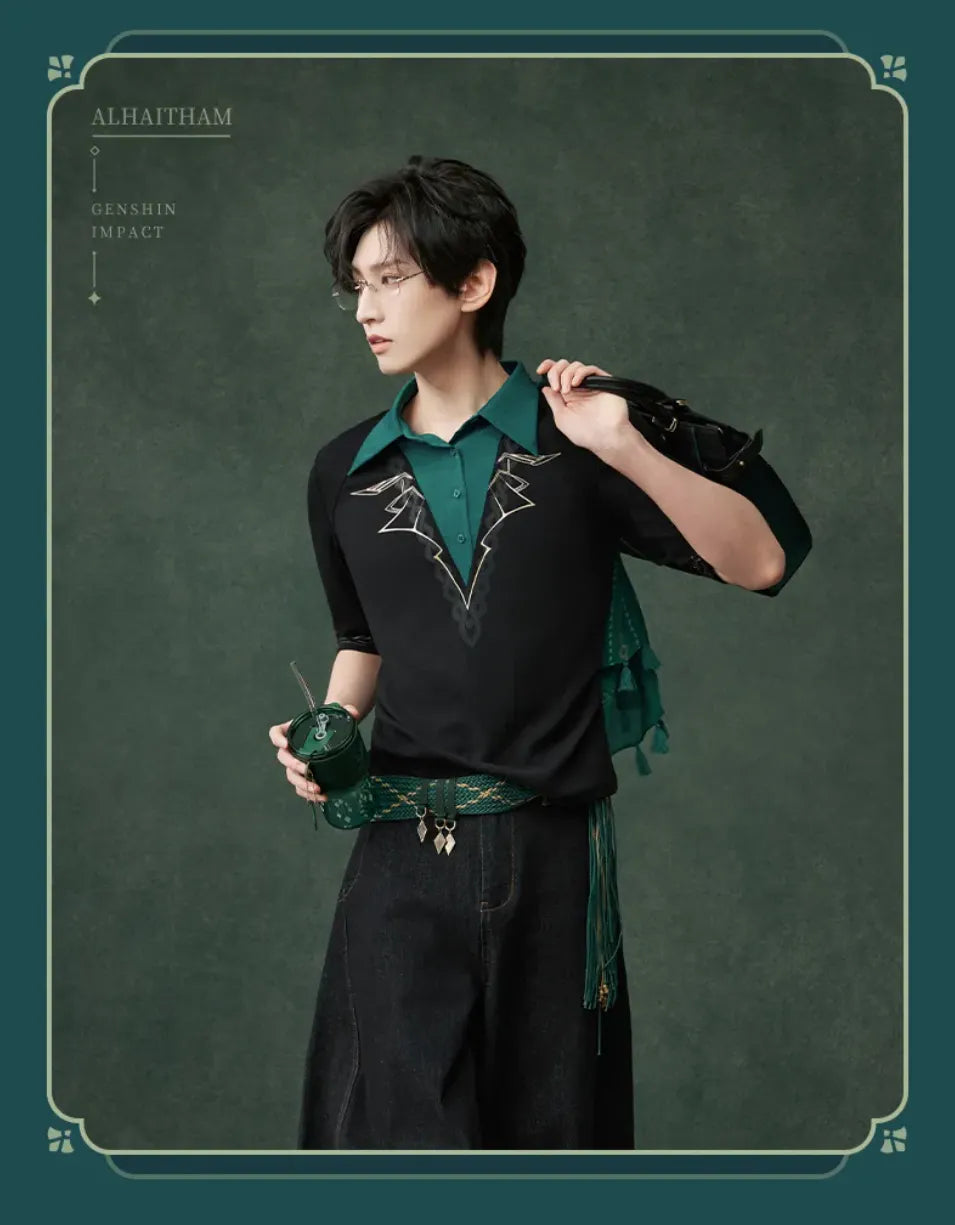 Genshin Impact Alhaitham knit shirt full outfit model view