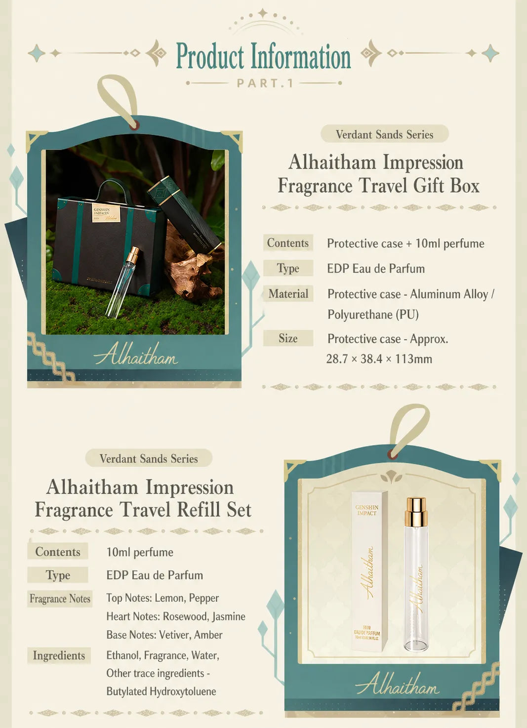 Alhaitham themed perfume refill bottle removable inner container eco friendly design