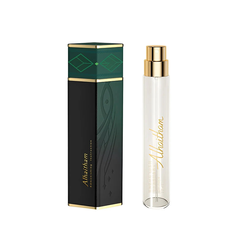 Alhaitham themed perfume travel set compact bottle and case outdoor styled presentation