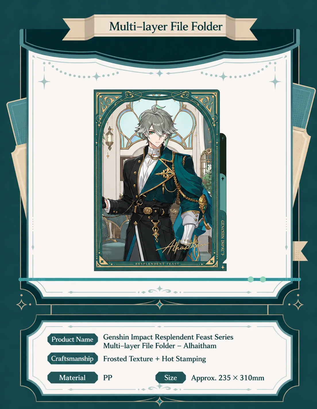 Genshin Impact Alhaitham Resplendent Feast self-standing acrylic stamp block featuring chibi Alhaitham artwork