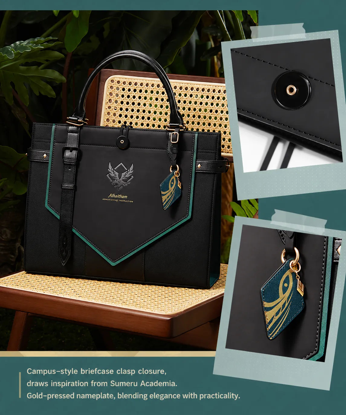 Genshin Alhaitham tote bag back pocket storage design detail
