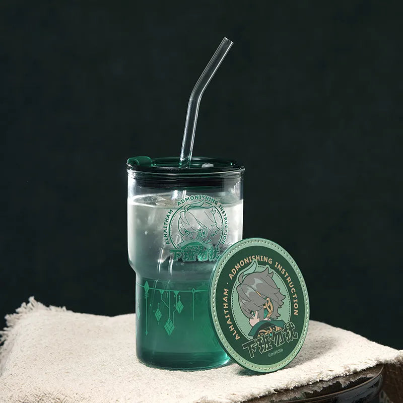 Genshin Impact Alhaitham themed tumbler gift set with straw and accessories