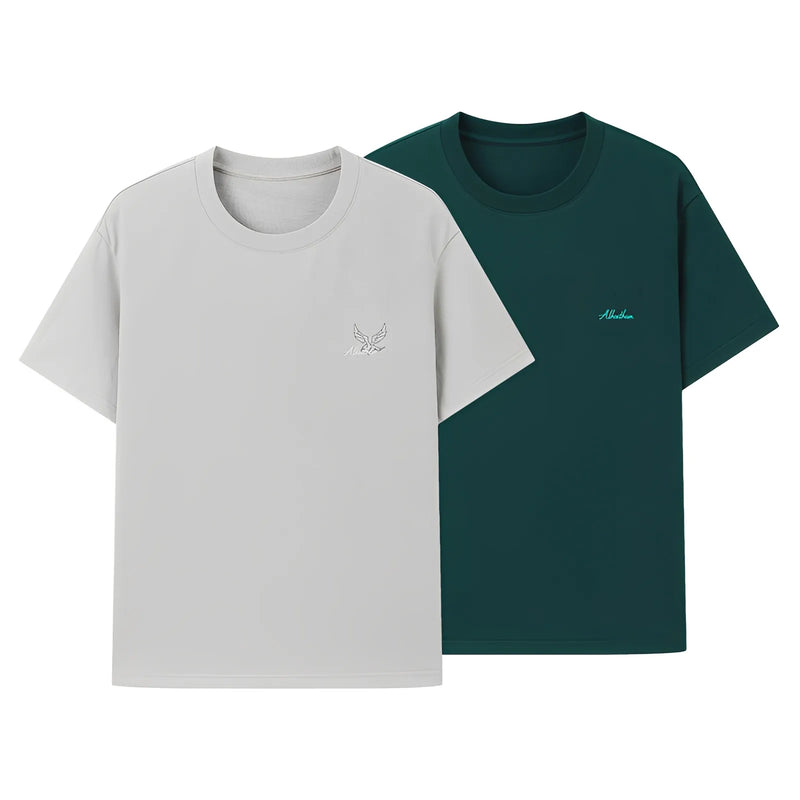 Alhaitham t shirt verdant sands series all color options deep green and light gray front and back