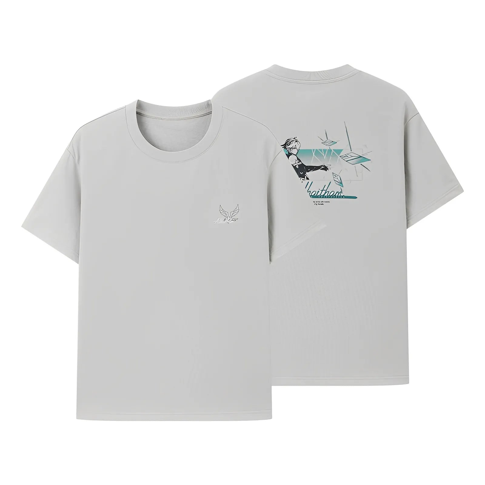 Alhaitham t shirt deep green version front and back white background clean view