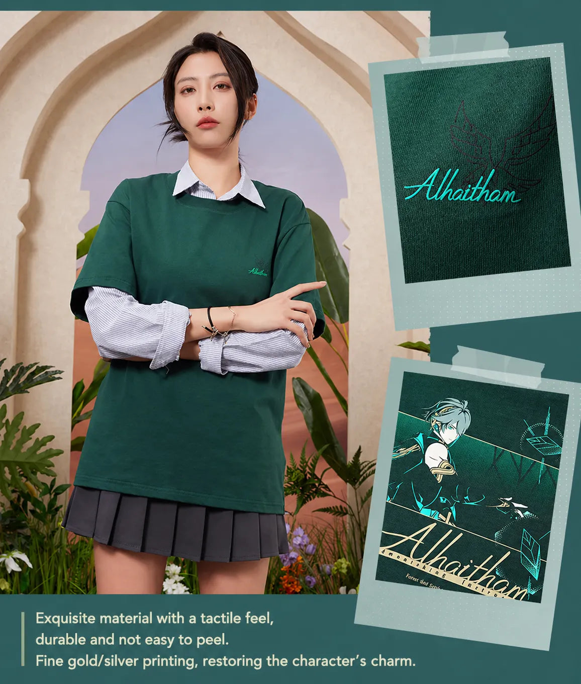 Alhaitham t shirt styled with accessories outfit combination cosplay daily mix