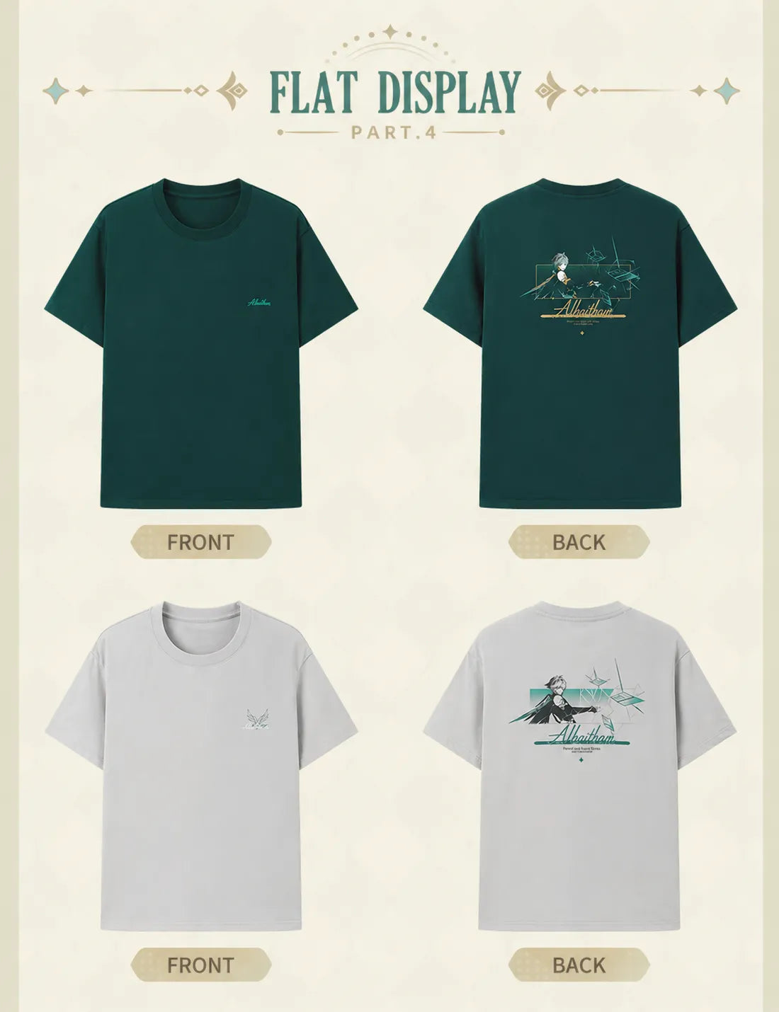 Alhaitham t shirt size reference chart measurement guide table