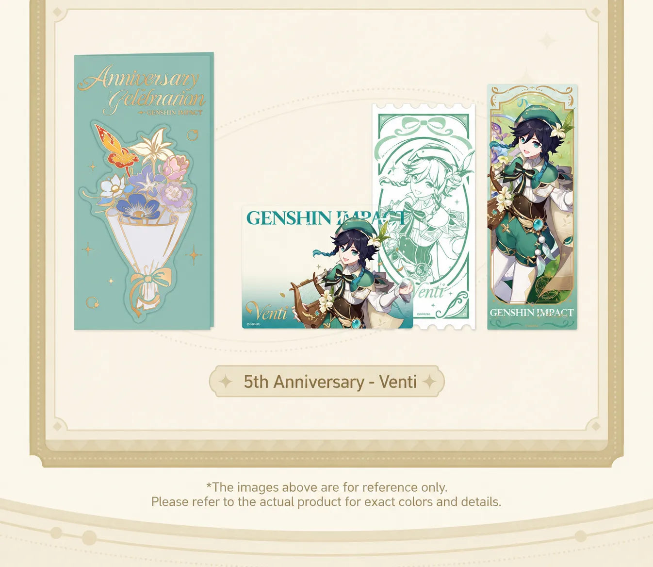 Genshin Anniversary Celebration Series collectible ticket card collection with themed character artwork