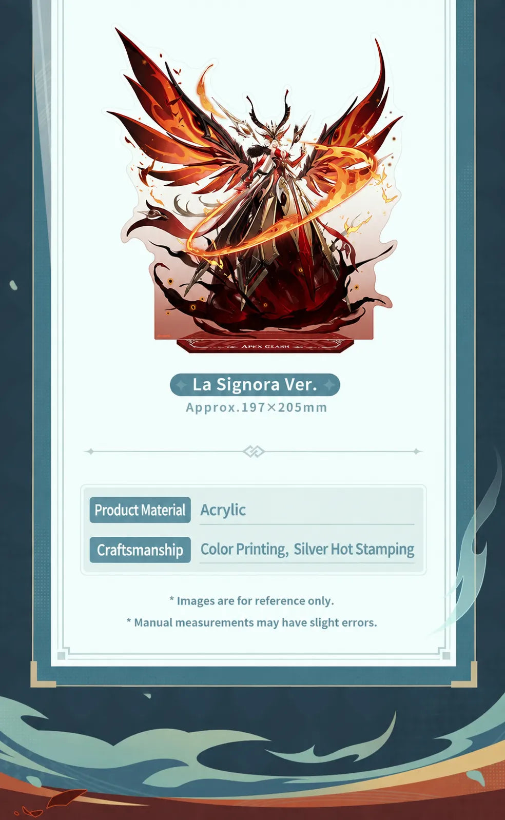 Apex Clash Series La Signora acrylic stand with material and craftsmanship details
