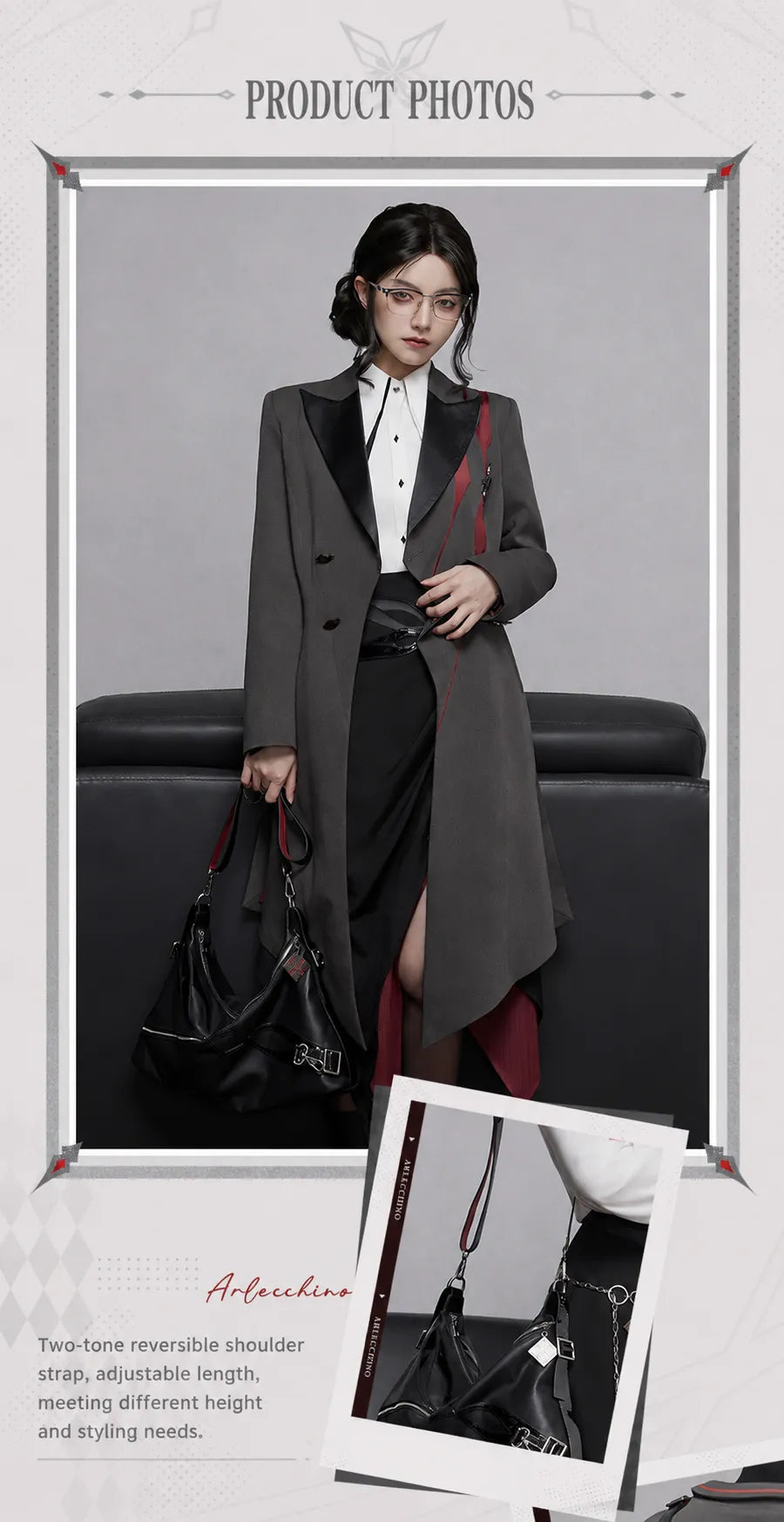 Arlecchino crossbody bag lifestyle styling and carrying view