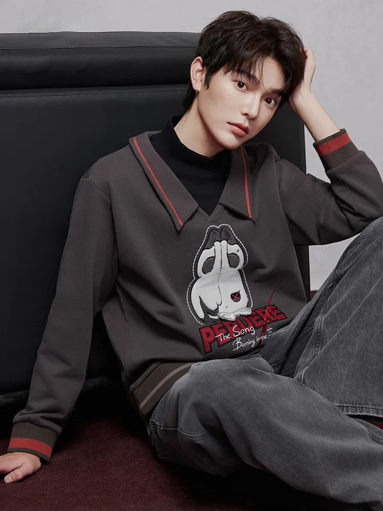 Arlecchino themed layered sweatshirt relaxed unisex fit and front design