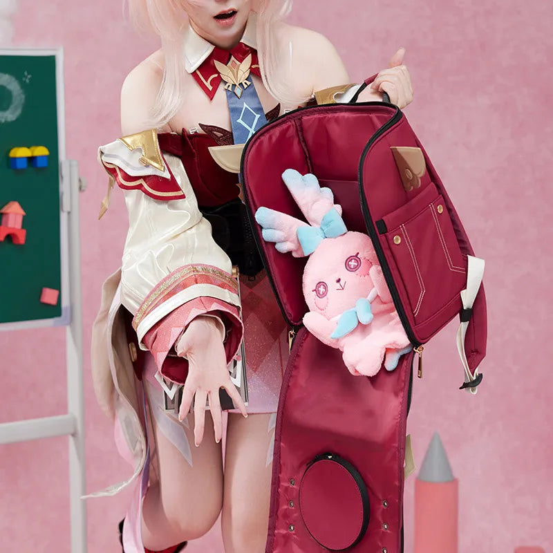 Genshin Impact Linnea backpack with structured red character-themed design