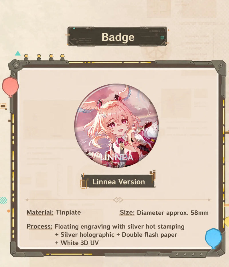 Linnea badge design and product details from the Genshin Impact Augured Homecoming Series