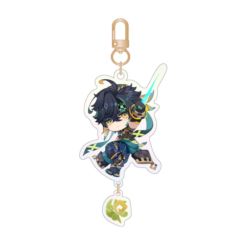 Genshin Impact Blaze to Natlan Series chibi Kinich acrylic keychain with dynamic character artwork